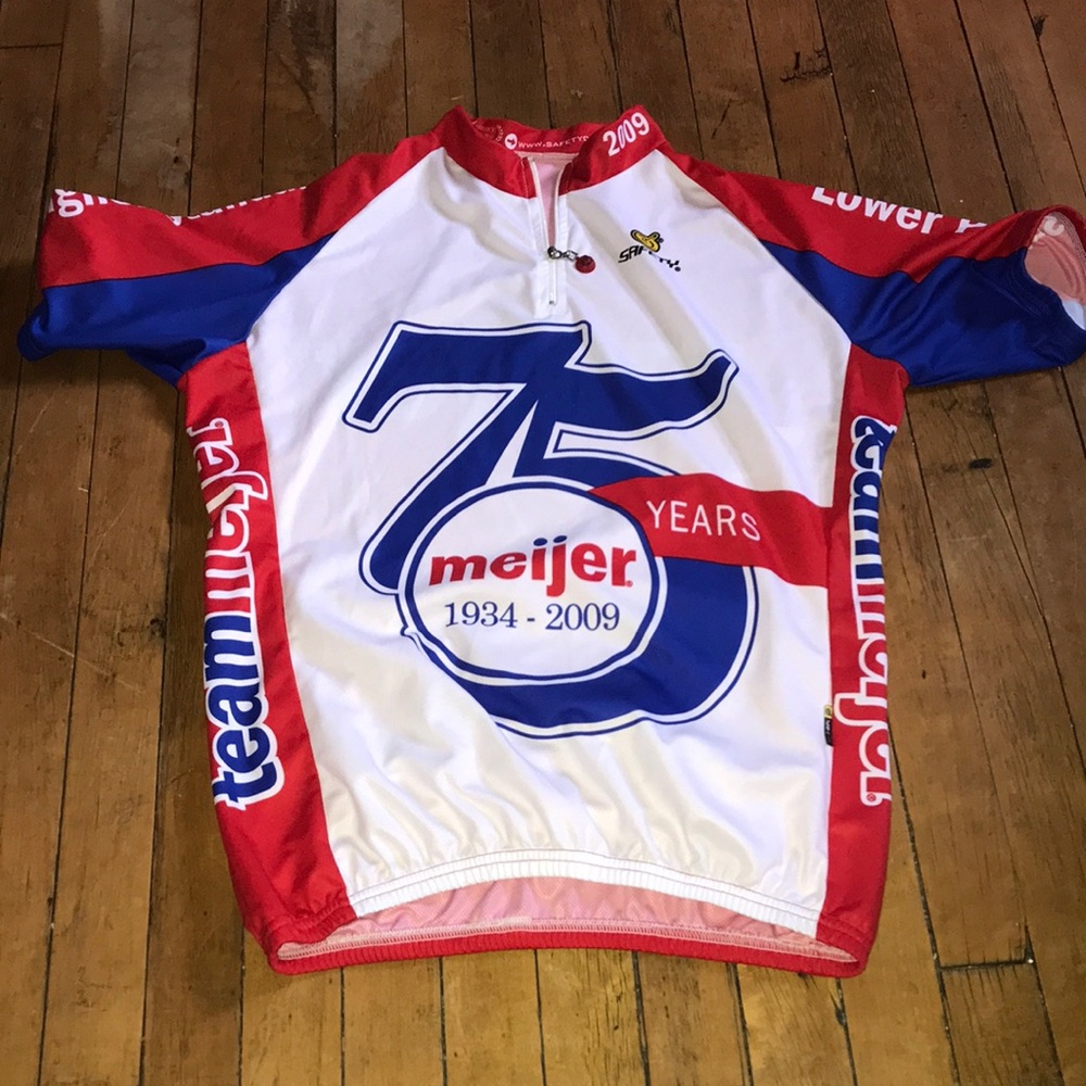 Meijer 75 Years Team Cycling Jersey 2009 Red White Blue Mens Large Safety